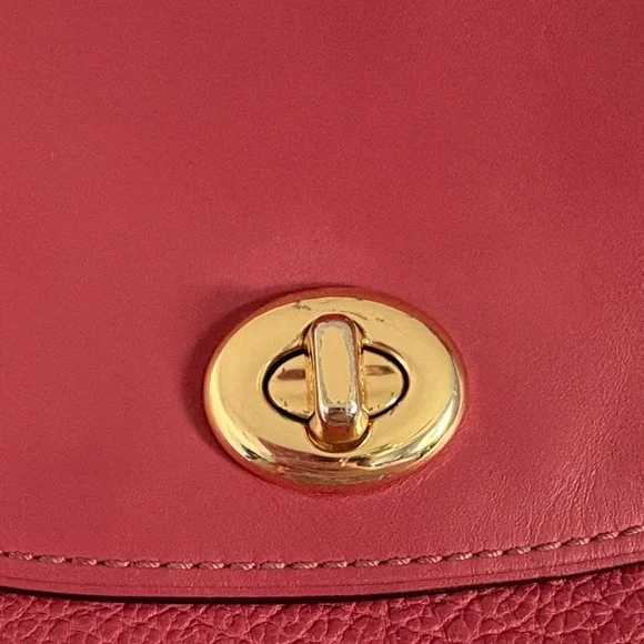 Coach Pink Rouge Faye Crossbody Bag with Top Handle Mixed Material Suede Leather - Picture 3 of 14